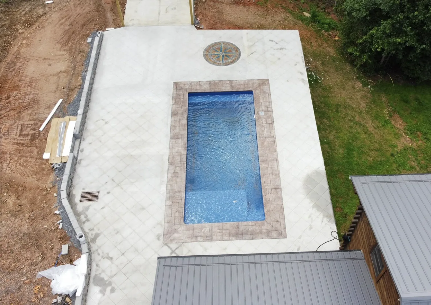 Aerial Pool Deck Stamped Concrete β Platinum Construction & Crane