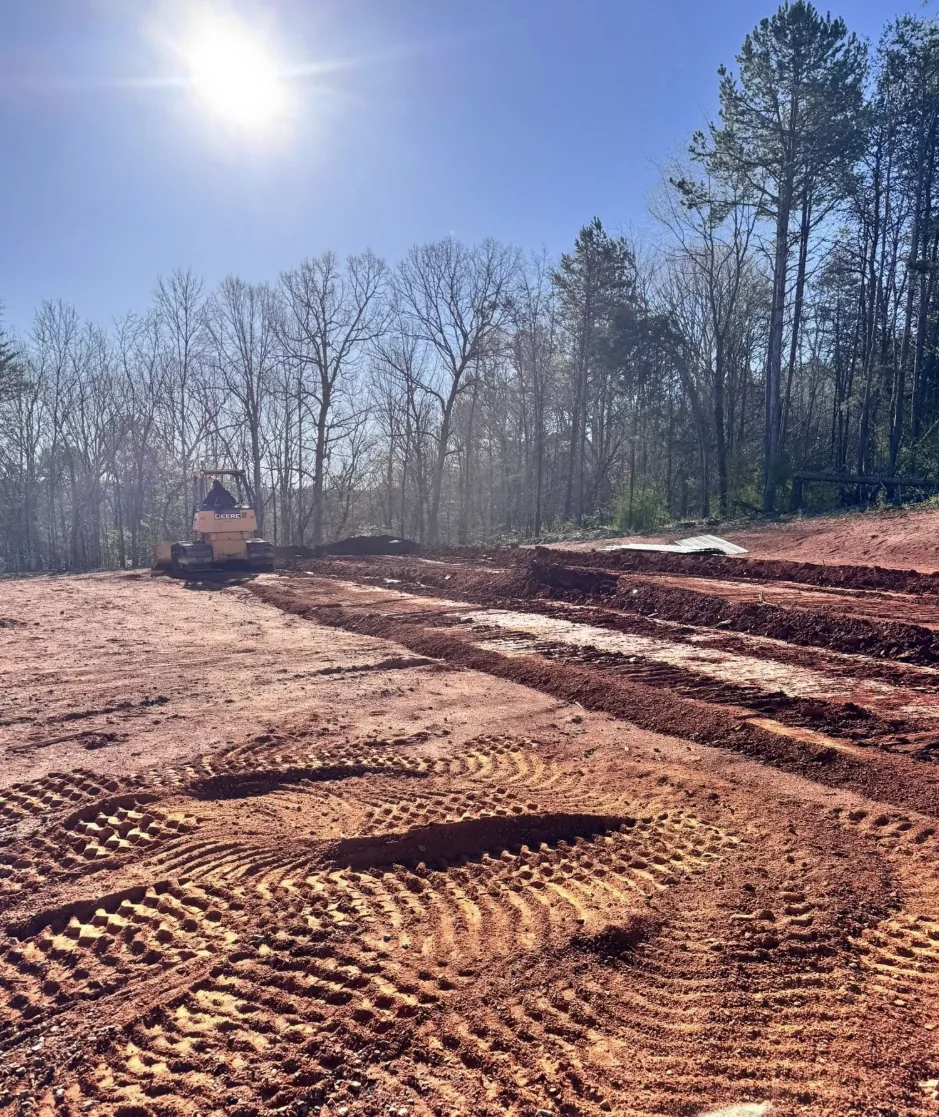 Active excavation and earth-moving site on a sunny day